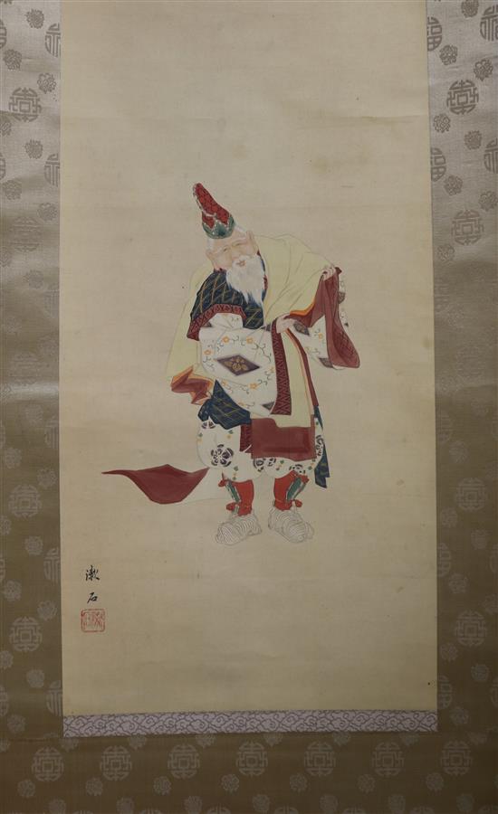 A Japanese scroll painting of a priest